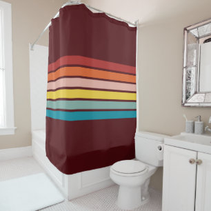 Colorful Striped 70s 80s Retro Racing Stripes Shower Curtain
