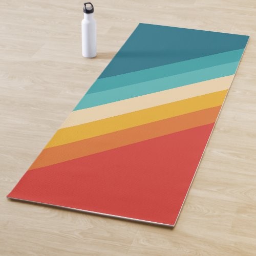 Colorful Striped 70s 80s Retro Racing Stripes Yoga Mat