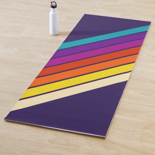 Colorful Striped 70s 80s Retro Racing Stripes Yoga Mat