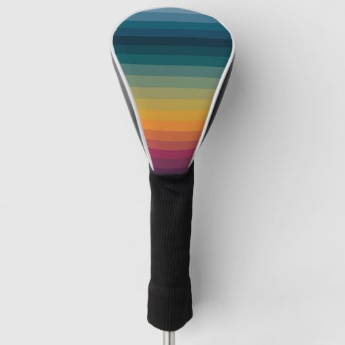 Colorful Striped 70s 80s Retro Rainbow Stripes Golf Head Cover