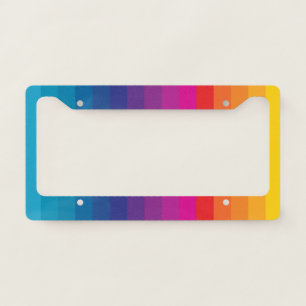 Colorful Striped 70s 80s Retro Rainbow Stripes License Plate Frame