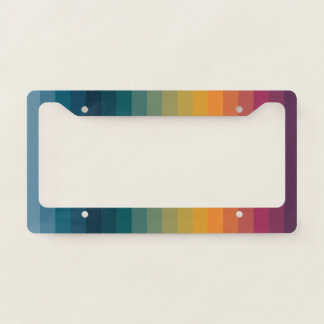 Colorful Striped 70s 80s Retro Rainbow Stripes License Plate Frame