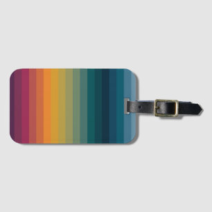Colorful Striped 70s 80s Retro Rainbow Stripes Luggage Tag