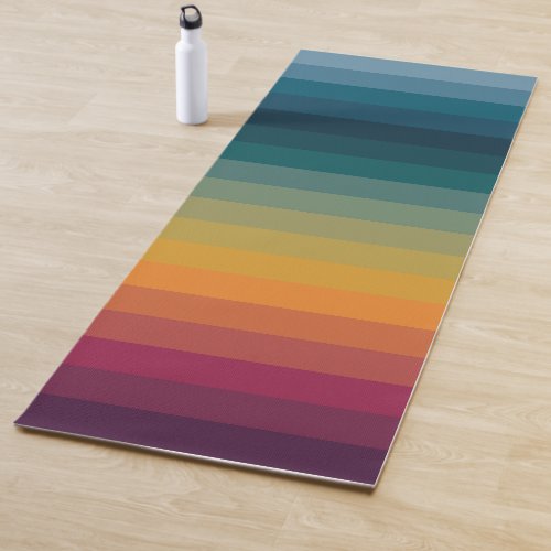 Colorful Striped 70s 80s Retro Rainbow Stripes Yoga Mat