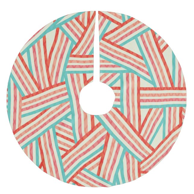 Colorful Striped Abstract Pattern Brushed Polyester Tree Skirt (Front)