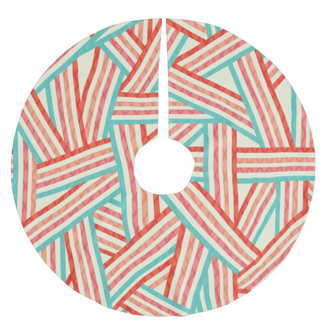 Colorful Striped Abstract Pattern Brushed Polyester Tree Skirt (Front)
