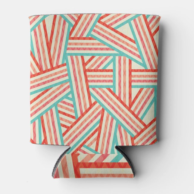 Colorful Striped Abstract Pattern Can Cooler (Front)