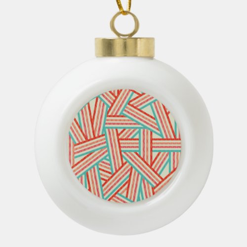 Colorful Striped Abstract Pattern Ceramic Ball Christmas Ornament