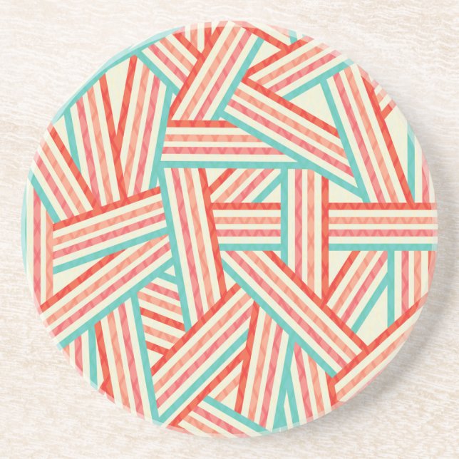Colorful Striped Abstract Pattern Coaster (Front)