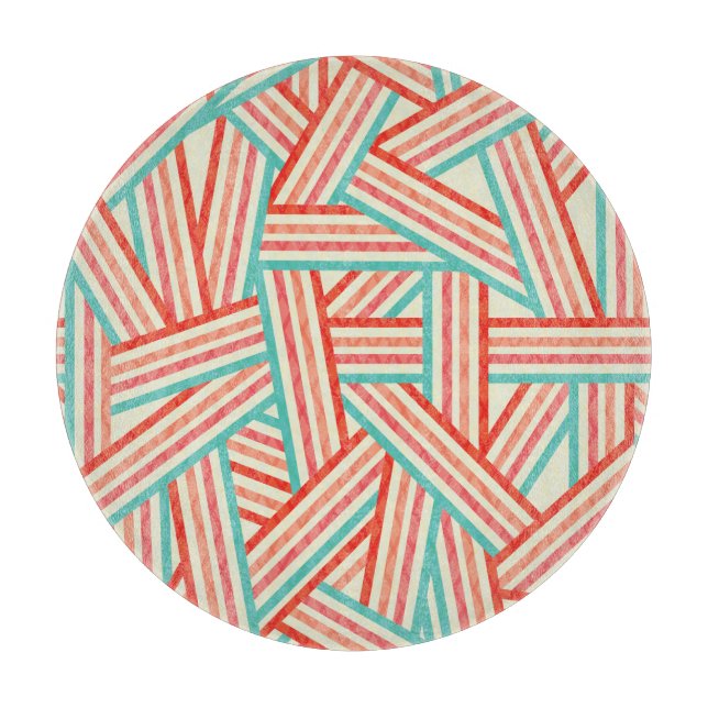 Colorful Striped Abstract Pattern Cutting Board (Front)