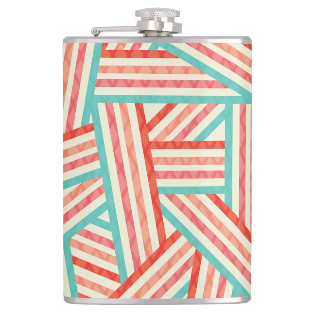 Colorful Striped Abstract Pattern Flask (Front)