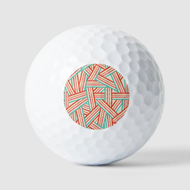 Colorful Striped Abstract Pattern Golf Balls (Front)