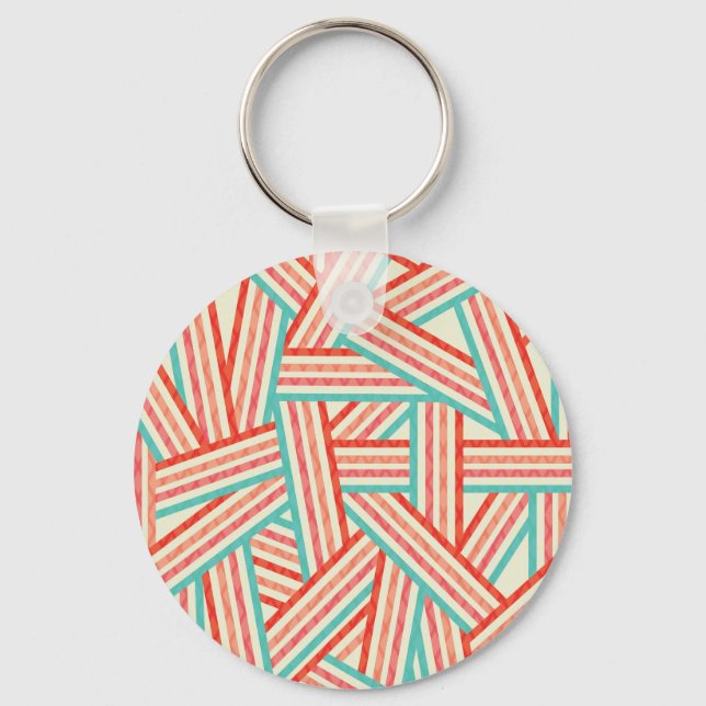 Colorful Striped Abstract Pattern Keychain (Front)