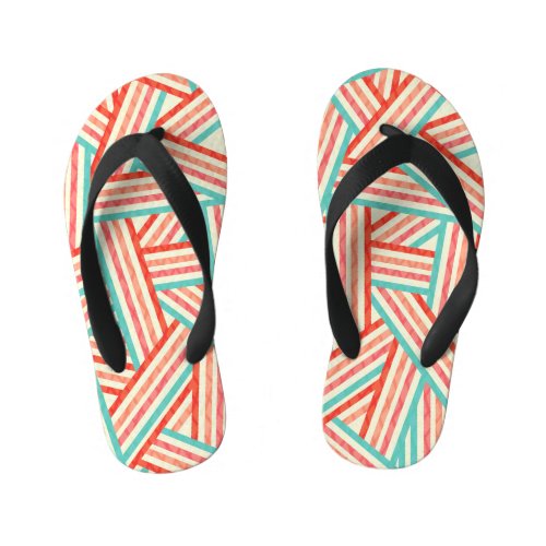 Colorful Striped Abstract Pattern Kids Flip Flops