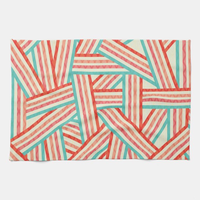 Colorful Striped Abstract Pattern Kitchen Towel (Horizontal)