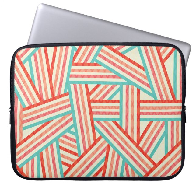 Colorful Striped Abstract Pattern Laptop Sleeve (Front)