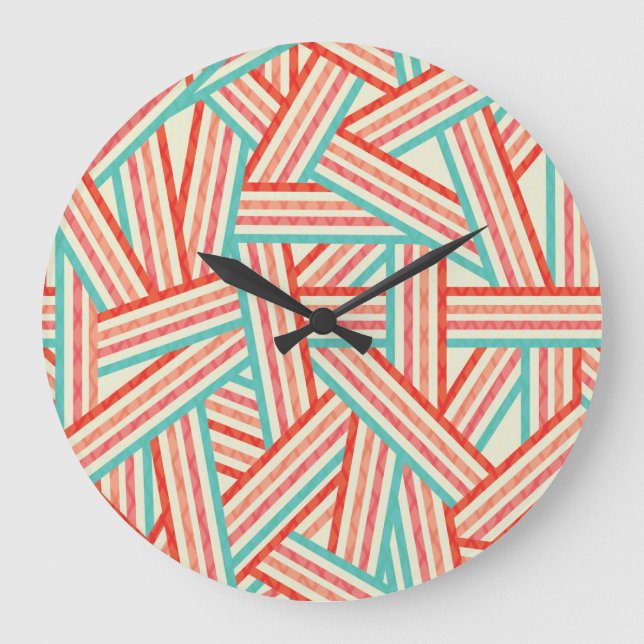Colorful Striped Abstract Pattern Large Clock (Front)