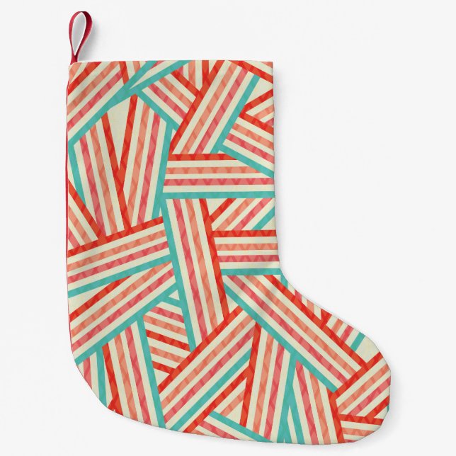 Colorful Striped Abstract Pattern Small Christmas Stocking (Front)