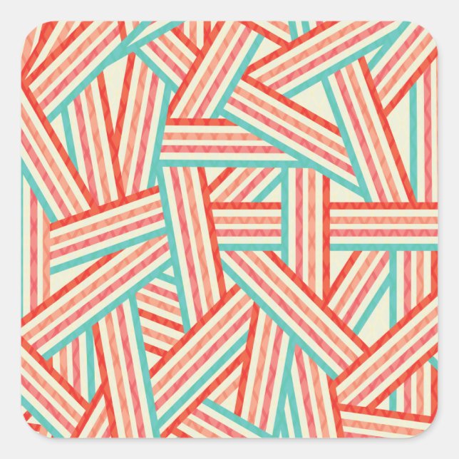 Colorful Striped Abstract Pattern Square Sticker (Front)