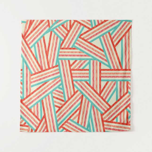 Colorful Striped Abstract Pattern Tapestry (Front)