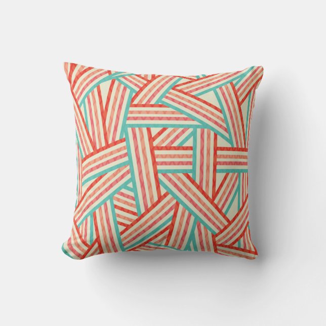 Colorful Striped Abstract Pattern Throw Pillow (Front)