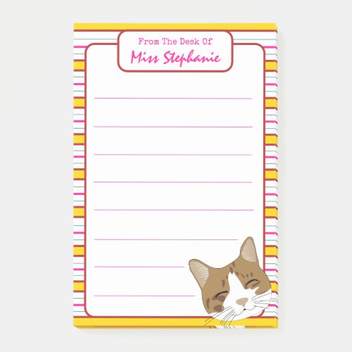 Colorful Striped Cat Face From Teacher Post_it Notes