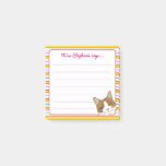 Colorful Striped Cat Face Teacher Name Post-it Notes