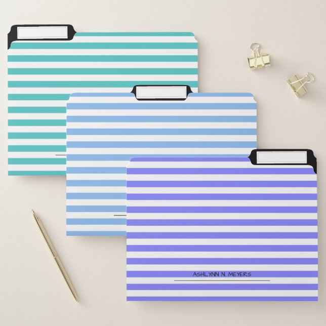 Colorful Striped Custom File Folder (Set)