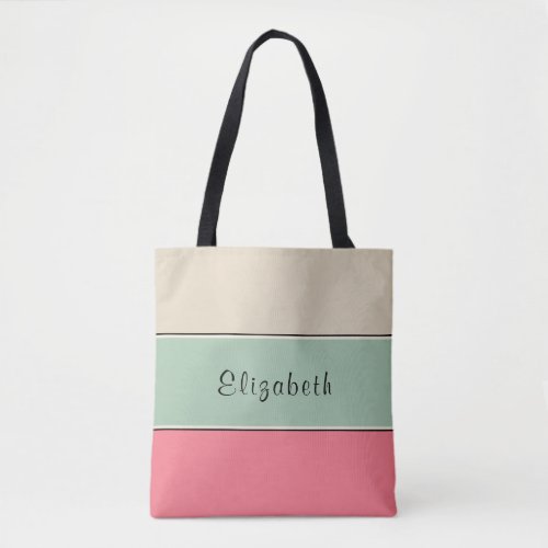 Colorful Striped Custom Name Tote