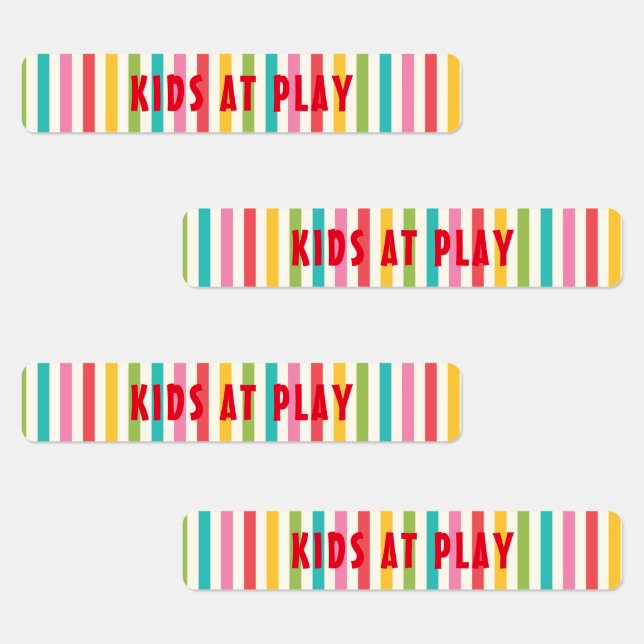 Colorful Striped Custom Skinny Iron On Labels (Group)