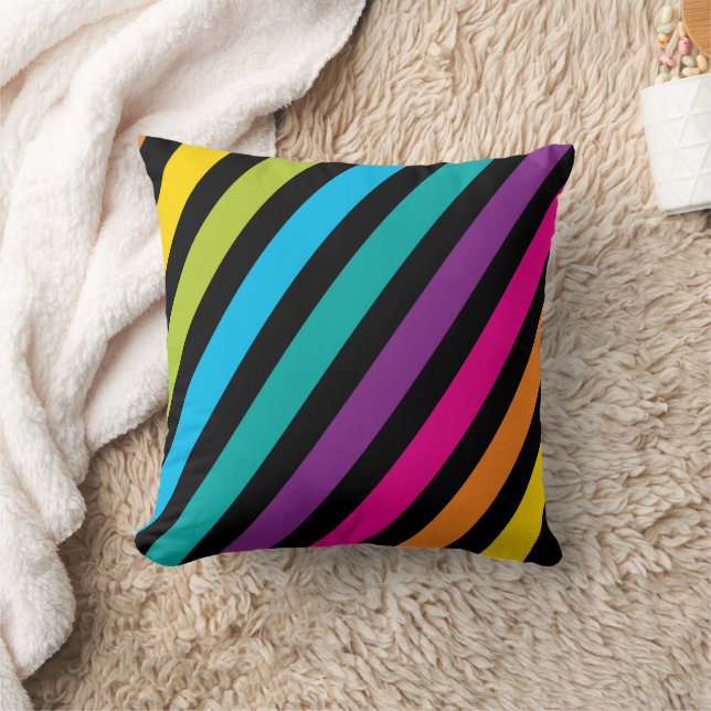 Colorful Striped Diagonal Pattern Cushion (Blanket)