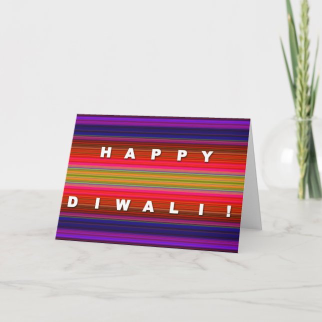 Colorful Striped Diwali Card (Front)