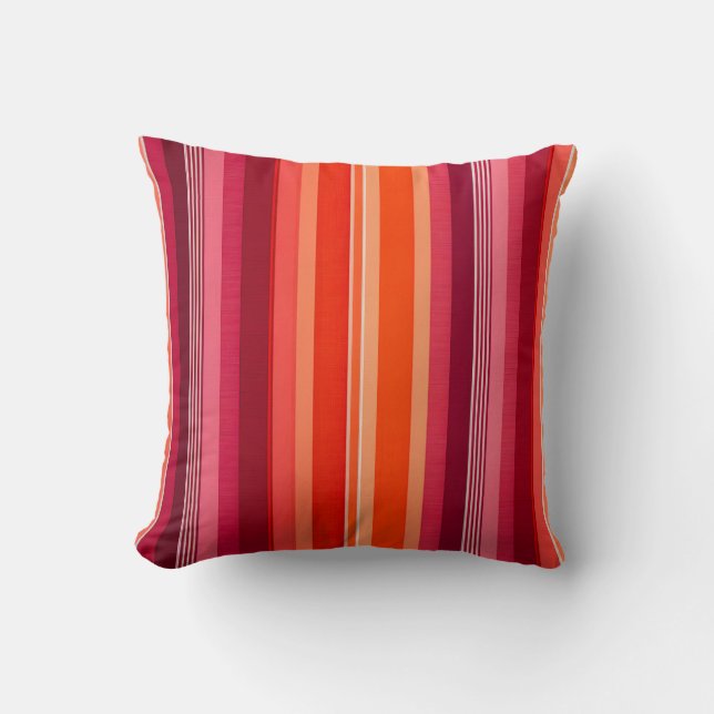 Colorful Striped Fabric Art Square Throw Pillow (Front)