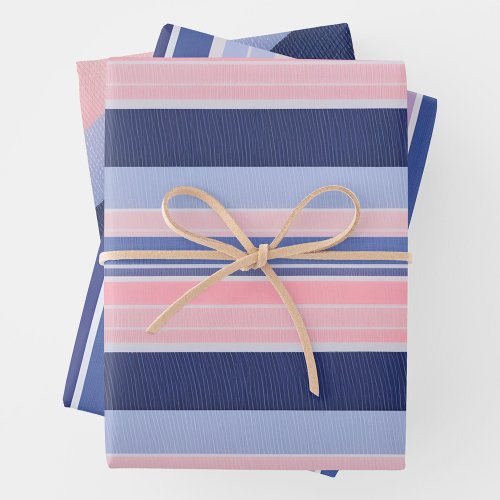 Colorful Striped Fabric Art Wrapping Paper Sheets