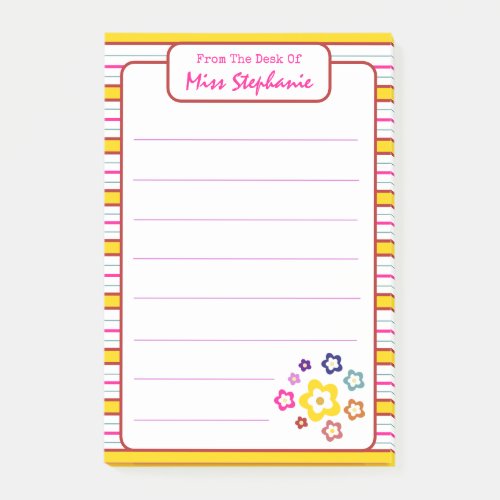 Colorful Striped Flower From Teacher Post_it Notes