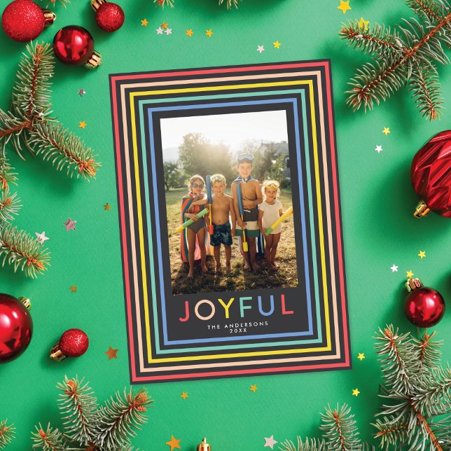 Colorful Striped Frame | Holiday Photo Card (Creator Uploaded)