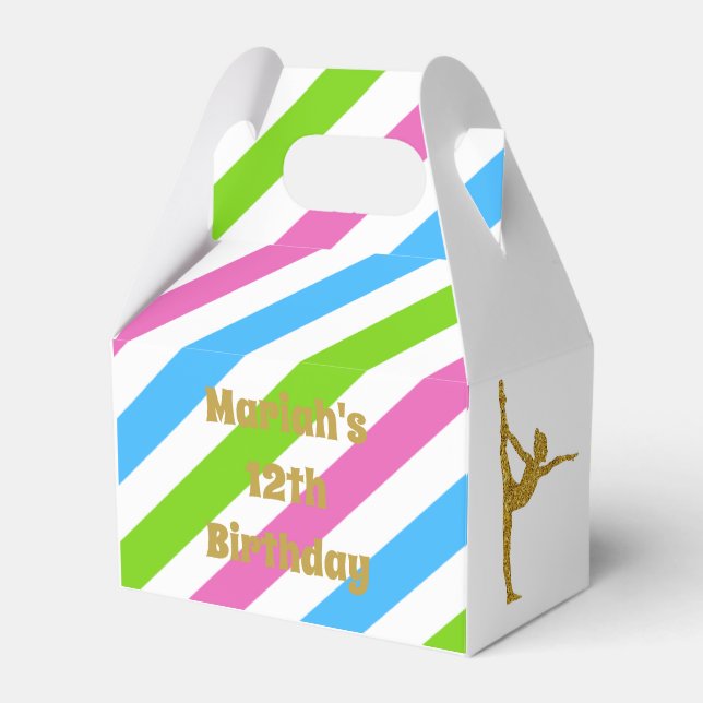 Colorful Striped Glitter Gymnast Gable Box (Front Side)