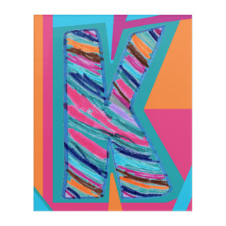 Colorful Striped K as in Kay Multicolored Shapes Acrylic Print