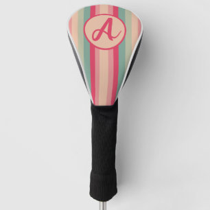 Colorful Striped Monogram Circle Design Golf Head Cover