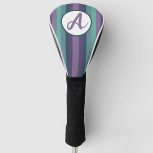 Colorful Striped Monogram Circle Design Golf Head Cover