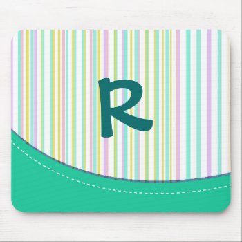 Colorful Striped Monogram Mouse Pad by Hannahscloset at Zazzle