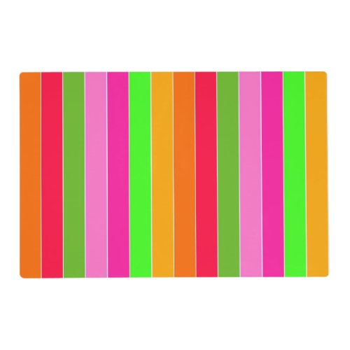 Colorful striped neon lime green hot pink trendy placemat