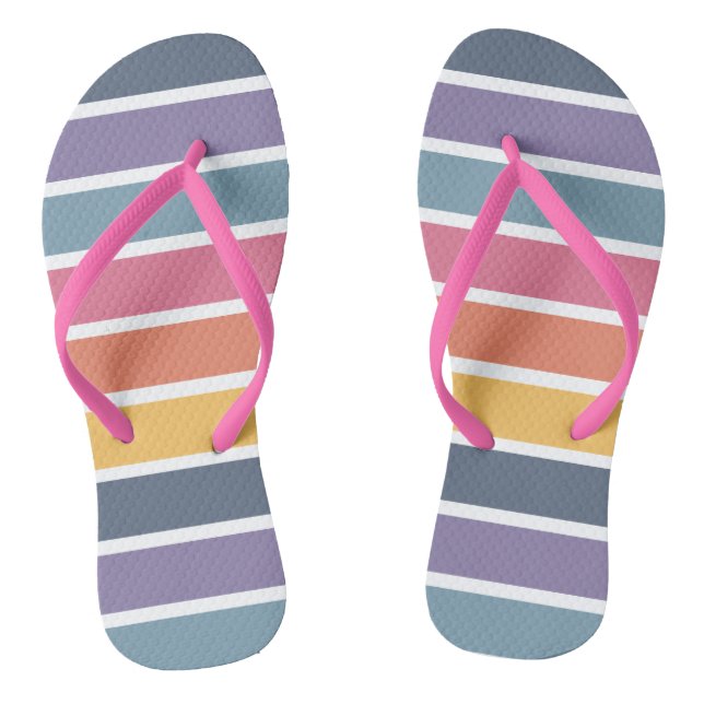 Colorful Striped Pattern Flip Flops (Footbed)