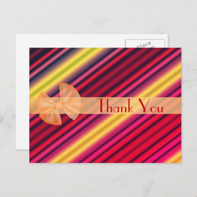 Colorful Striped Pattern Thank You Postcard (Front/Back)
