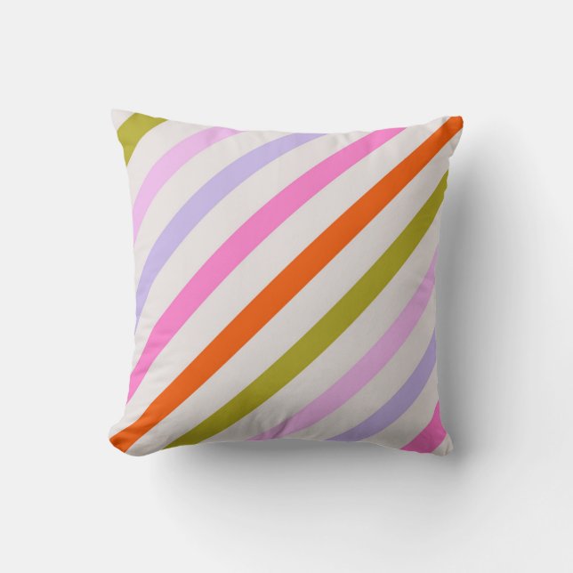 Colorful striped pattern throw pillow (Front)