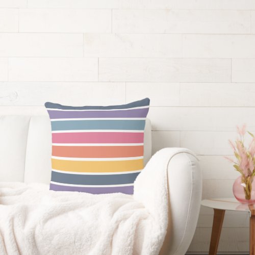 Colorful Striped Pattern Throw Pillow