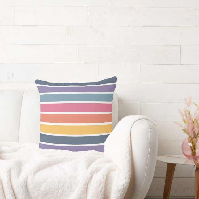 Colorful Striped Pattern Throw Pillow (Couch)
