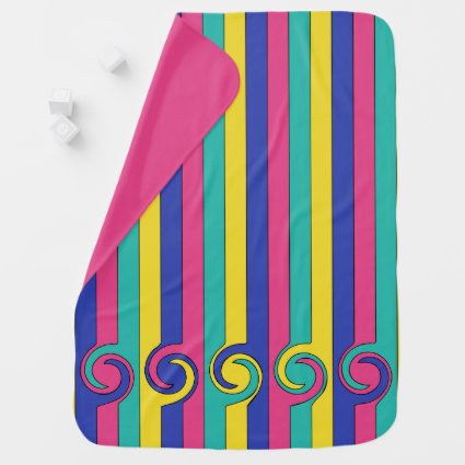 Colorful Striped Pattern With Twist Circles Baby Blanket