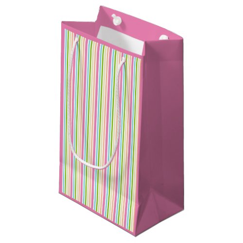 Colorful Striped Pink Blue Green Yellow Purple Small Gift Bag