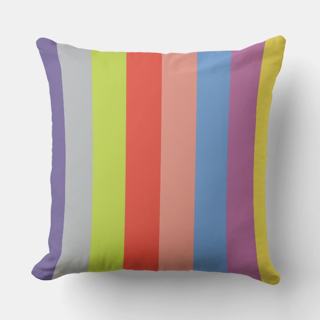 Colorful Striped Square Throw Pillow (Front)